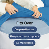 Extra Deep Cal King Fitted Sheet - Hotel Luxury Single Fitted Sheet Only - Easily Fits 18 inch to 24 inch Mattress - Ultra Soft, Wrinkle Free w/Extra Deep Pockets - Breathable & Comfy - Denim Blue