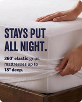 SafeRest Waterproof Queen Size Mattress Protector - Fitted with Stretchable Pockets - Machine Washable Cotton Blend Mattress Cover for Bed