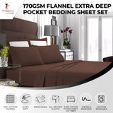 Tribeca Living FLSOEDSS Luxury Solid Flannel Deep Pocket Sheet Set, Full, Chocolate