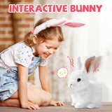 Crymoy Easter My Realistic Bunny Toy, 2025 New Interactive Bunny Realistic Bunny, Jumping, Twitching, and Shaking Ears Stuffed Animals Easter Plush Toy Easter Basket Essentials (Pink)