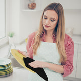 Infinitee Xclusives Premium Kitchen Towels – Pack of 6, 100% Cotton 15x25 Inches Absorbent Dish Towels - Tea Towels- Terry Kitchen Dishcloth Towels- Black Dish Cloth for Household Cleaning