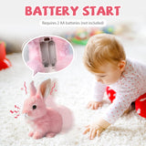 Crymoy Easter My Realistic Bunny Toy, 2025 New Interactive Bunny Realistic Bunny, Jumping, Twitching, and Shaking Ears Stuffed Animals Easter Plush Toy Easter Basket Essentials (Pink)