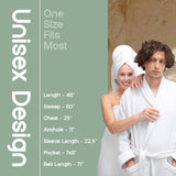 White Classic Waffle Bathrobe for Women, Men - 100% Turkish Cotton, Absorbent Terry Interior and Waffle Exterior, Quick Dry, Lightweight, Warm and Soft Terry Cloth Robes for Women, One Size Fits Most