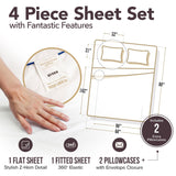 TEXAS LINEN CO. 100% Egyptian Cotton Sheets Queen Size - Snoozin' Supreme Collection 2000 Series Luxury Queen Bed Sheet Set, Cooling Sateen Weave, 17” Extra Deep Pocket Hotel Sheets (4 Pc, Light Grey)