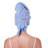 Curly Girl Microfiber Hair Towel Wrap for Women, 41" x 31" Large Quick Dry Hair Towel, Secure Fit with Elastic Strap, Anti-Frizz Hair Plopping Wrap for Long, Thick Hair