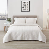 Lacoste Herringbone Stitch 3-Piece Quilt Set, King, White