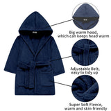V.&GRIN Boys Fleece Robe, Hooded Toddler Soft Fuzzy Bathrobe for Kids 3-14 Years(Navy 7-8