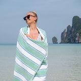 Aston & Arden Striped Beach Towel - Oversized 35 x 70 Soft Plush Thick Cotton, 600 GMS Heavy & Luxury for Pool Chairs, Resort, and Hot Tub, Green/Blue