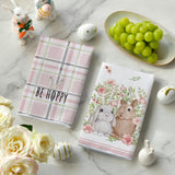 Artoid Mode Pink Bunny Rabbit Ears Floral Leaves Easter Kitchen Towels Dish Towels, 18x26 Inch Be Kind Seasonal Decoration Hand Towels Set of 4