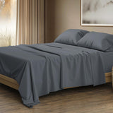 THREAD SPREAD 100% Egyptian Cotton Sheets Queen Size - Luxury 1500 Series Queen Sheet Set Egyptian Cotton (4 PC, Dark Grey), Silky Soft, Sateen Weave, Cooling & Breathable, 17" Deep Pocket Bed Set