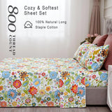 Bedlifes Floral Sheets King 800 Thread Count 100% Egyptian Cotton Sheets King Size-Cooling Sheets Soft Breathable Sateen Luxury Hotel Sheets-16 Deep Pocket 4Piece-(King,Colorful)