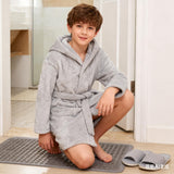 DNggAND Boys Girls Bathrobes,Toddler Boy Girl Robes,Children's Plush Soft Coral Fleece Hooded Pajamas Sleepwear for Kids Grey 7-8Y