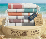 LANE LINEN 6-Pack Oversized Pre-Washed Beach Towels, Stylish Quick-Dry Pool & Travel Towels for Adults, 39"x71" - Diamond Multi Colors