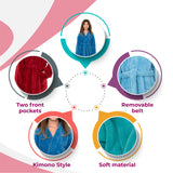 TowelSelections Girls Robe, Kids Plush Kimono Soft Fleece Bathrobe Size 10 Lavender