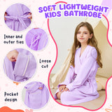 EK4YDNDS 100% Cotton Girls Robe, Soft Spa Kimono Long Bathrobe for Kids 2-12 Years(lavender,6y)
