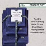 Lacoste Heritage Supima Cotton 6-Piece Towel Set, 2 Bath Towels, 2 Hand Towels, 2 Washcloths, Navy