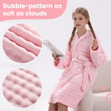 V.&GRIN Girls Hooded Towel Robe, Soft Microfiber Quick-Dry Bathrobe (Light Pink,9-10)