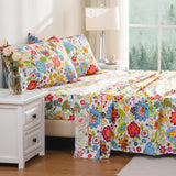 Bedlifes Queen Sheet Set Ultra Soft Breathable Silky Flower Bed Sheets Deep Pocket 100% Microfiber Bedding Sheets 4 Piece Queen Size Floral Spring