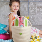 3 Pcs Easter Bunny Basket with Rabbit Ears Easter Egg Basket with Handle Woven Empty Easter Hunt Basket for Kids Toddler Baby Newborn Gifts Stuffer Candy Toy Storage Party Supplies, 12 x 9 Inch