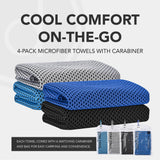 desired body Microfiber Cooling Towels for Neck and Face - 4 Pack 40x12” Mesh Quick Dry Gym Towels for Working Out with Waterproof Bag and Carabiner - Sweat Rag for Gym, Sports, Outdoor Activities