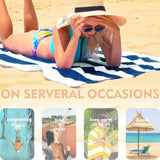 Exclusivo Mezcla 4 Pack 100% Cotton Oversized Beach Towels (35"x70"), Soft Cabana Stripe Thick Beach Towel for Adults, Super Absorbent Swim Travel Bath Pool Towel (Dark Navy)