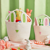 3 Pcs Easter Bunny Basket with Rabbit Ears Easter Egg Basket with Handle Woven Empty Easter Hunt Basket for Kids Toddler Baby Newborn Gifts Stuffer Candy Toy Storage Party Supplies, 12 x 9 Inch