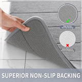 Yimobra Memory Foam Bath Mat, Super Soft Absorbent Bathroom Rug Non Slip, Quick Dry, Machine Washable Floor Carpet for Tub Shower, Home Decor Accessories, 24x17, Grey