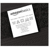 Amazon Basics Soft, Absorbent Fade Resistant Cotton Washcloths, 12-Pack, 12" L x 12" W, Black