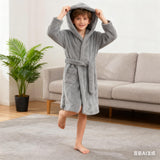 DNggAND Boys Girls Bathrobes,Toddler Boy Girl Robes,Children's Plush Soft Coral Fleece Hooded Pajamas Sleepwear for Kids Grey 7-8Y