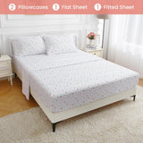 Softan Pink Floral Queen Sheet Set Flower Bed Sheets Queen Size - 4 Piece Microfiber Patterned Fitted Bed Sheets with 15" Deep Pocket, Cozy Cute Pink Flower Sheets and Pillowcase Set