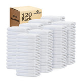 GOLD TEXTILES 120 Pack Economy White Washcloths Set (12x12 inches) - Cotton Blend Commercial Grade Cleaning Rags, Quick Drying & Soft Face Cloths, Fingertip Towels for Bathroom, Spa, Gym, and Kitchen