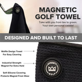 Magnetic Golf Towel for Golf Bags - Microfiber Golf Towels for Men & Women - Waffle Golf Bag Towel with Magnet (Gray)