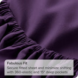 Fitted Bottom Sheet Queen Size - Premium 1800 Microfiber - Ultra-Soft Hotel Luxury - Deep Pocket - Durable and Long Lasting - Queen Fitted Sheet (Queen, Plum)