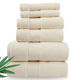 Alusa Home Bamboo Viscose Bath Towels - Ultra Soft & Plush 700 GSM Luxury Bath Towels - Super Absorbent & Quick Drying - 6 Piece Towel Set (Papyrus)
