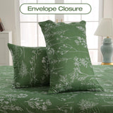 Yibeizi Green Floral Sheet Set Queen, Botanical Rustic Pattern Bed Sheets Boho Bedding Sheets & Pillowcases Soft Microfiber 15" Extra Deep Pocket Fitted Bedsheet 4 Piece