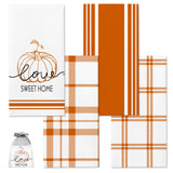 Nialnant Fall Pumpkin Kitchen Hand Towels,Simple Plaid Dish Towels for Kitchen,Housewarming Gifts for New Home,Holiday Farmhouse Decorations - 16 x 23.6 Inch