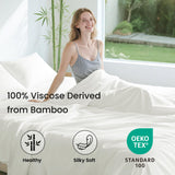 Love's cabin 4 Piece King Size Sheet Set, 100% Rayon Derived from Bamboo, Cooling & Breathable, Soft Silky Deep Pocket up to 16", Hotel Luxury Bedding for Hot Sleepers, White