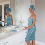 Marmaris Co. 3 Luxury Soft Towels Set Viscose Derived from Bamboo & Turkish Cotton