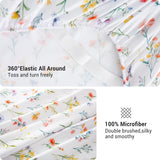 Viviland Floral Queen Sheet Set - 4 Piece Vintage Botanical Flower and Leaves Patterned Bed Sheets - Soft, Breathable Microfiber Sheets with Deep Pocket, Non-Slip Fitted Sheets & Pillowcases