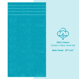 American Soft Linen Luxury 4 Piece Bath Towel Set, 100% Cotton Turkish Bath Towels for Bathroom, 27x54 in Extra Large Bathroom Shower Towels, Aqua Blue Bath Towels