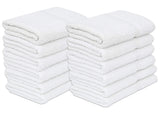 GOLD TEXTILES 12 White Economy Bath Towels Bulk (24x48 Inch) Cotton Blend for Softness-Commercial Grade Easy Care