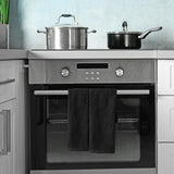 Infinitee Xclusives Premium Kitchen Towels – Pack of 6, 100% Cotton 15x25 Inches Absorbent Dish Towels - Tea Towels- Terry Kitchen Dishcloth Towels- Black Dish Cloth for Household Cleaning