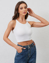 Sykooria White Sleeveless Undershirt Woman Spaghetti Strap Crop Tops Casual Trendy Slim Fit Tank Multipacks