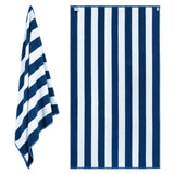 White Classic Stripe Cabana Beach Towels Oversized 2 Pack, Cotton Bath Towel Large - Luxury Plush Thick Hotel Swim Pool Towels for Adults Super Absorbent Quick Dry - 35x70 Mild Navy Blue | 2 Pack