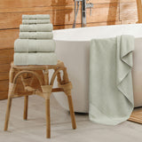 Alusa Home Bamboo Viscose Bath Towels - Ultra Soft & Plush 700 GSM Luxury Bath Towels - Super Absorbent & Quick Drying - 6 Piece Towel Set (Eucalyptus Green)
