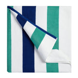 Bornbay Cotton Oversized Beach Towel - Extra Large 40"X70" Plush Thick Pool Towel, XL Fluffy Stripe Beach Towels Teal Swimming Towel for Adults Mens Women (White Teal Blue)