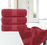 White Classic Luxury Red Bath Towels Extra Large | 100% Soft Cotton 700 GSM Thick 2Ply Absorbent Quick Dry Hotel Bathroom Towel | 27x54 Inch | Christmas Red | Set of 4