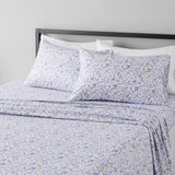 Amazon Basics Lightweight Breathable Super Soft Easy Care Microfiber 4-Piece Bed Sheet Set, Wrinkle Resistant with 14-Inch Deep Pockets, Queen, Blue Floral, Printed