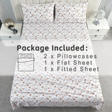 Softan Floral Queen Sheet Set Orange Flower Printed Bed Sheets - 4 Piece Soft Microfiber Patterned Fitted Sheets with 15" Deep Pocket and Corner Straps, Cute Spring Sheets & Pillowcase Set
