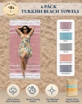 LANE LINEN 6-Pack Oversized Pre-Washed Beach Towels, Stylish Quick-Dry Pool & Travel Towels for Adults, 39"x71" - Diamond Multi Colors
